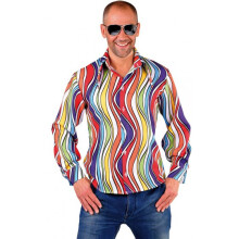 dress up blouse rainbow waves polyester size XXL
