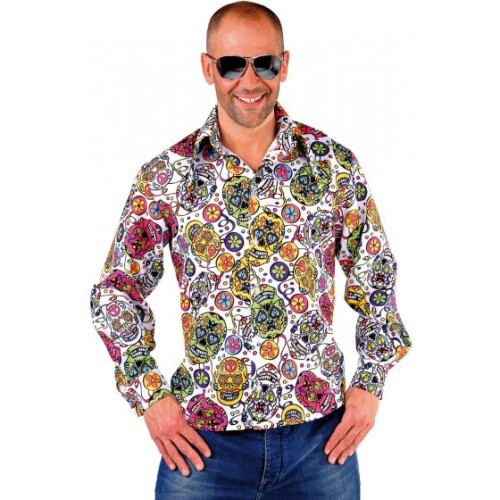 dress-up blouse mexican skulls polyester size M