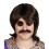Brown wig and mustache for men 1