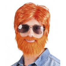 Red wig with beard and mustache for men