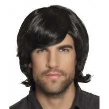 Black retro wig for men