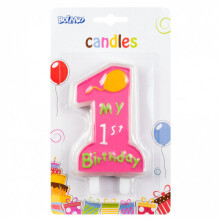 birthday candle girls junior 13 x 3 cm wax pink