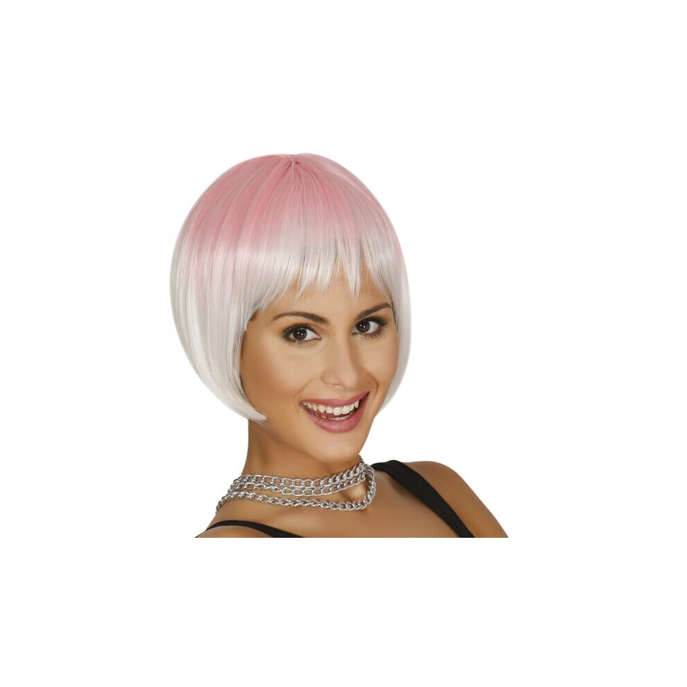 costume wig ladies synthetic pink/silver