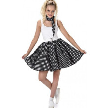 polka dot ladies dress up skirt polyester black/white size S