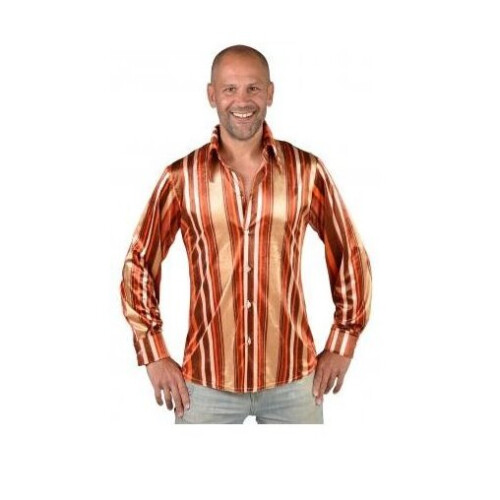 Dress-up blouse striped polyester brown size L
