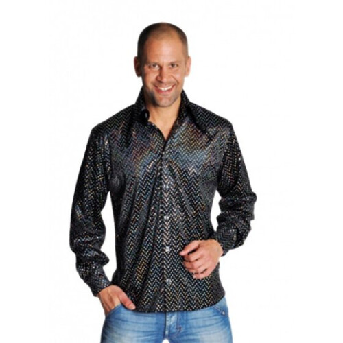 shirt with sequins men's polyester black size S