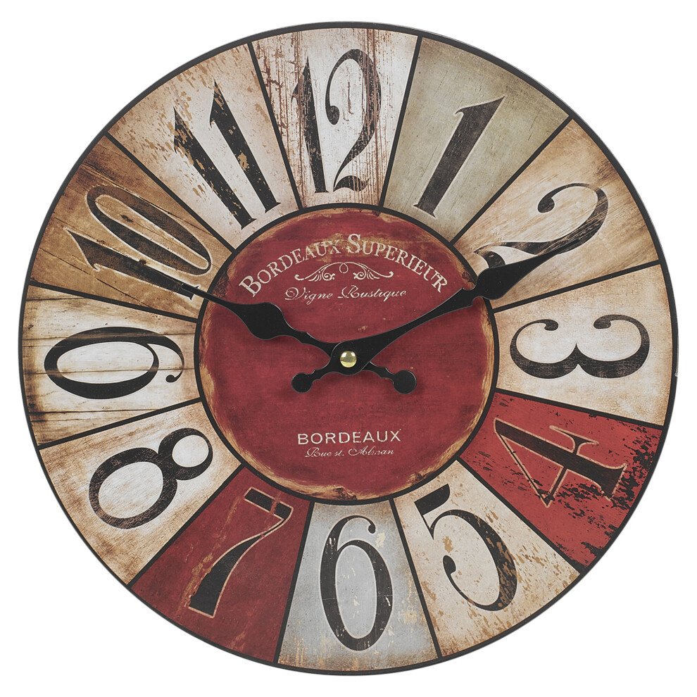 (Multicolour) 30cm Round Wooden Wall Clock Indoor Kitchen Modern Style Living Room Chic Home