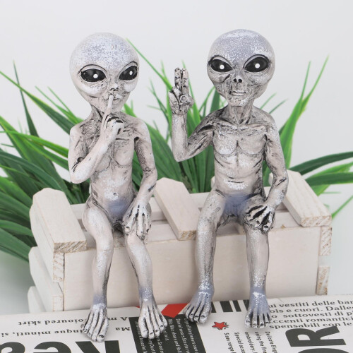 2X Garten Outer Space Alien Statue Harz Dekoration Geschenke 2