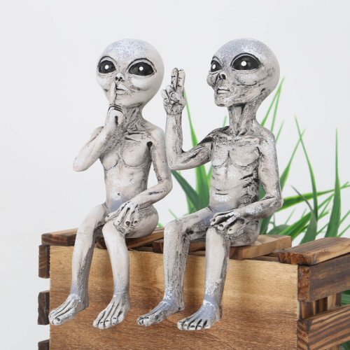 2X Garden Outer Space Alien Statue Resin Decoration Gift 2