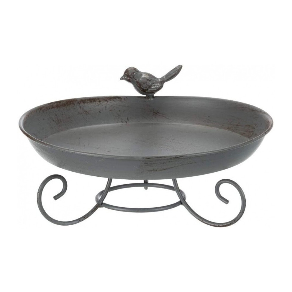 bird bath on foot 22 cm steel 800 ml grey