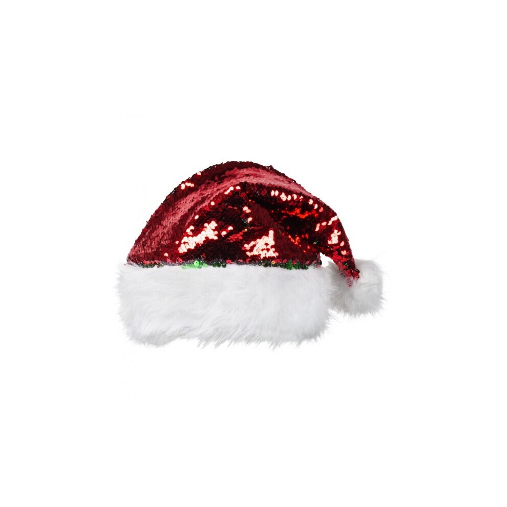 santa Hat with sequins unisex red/green