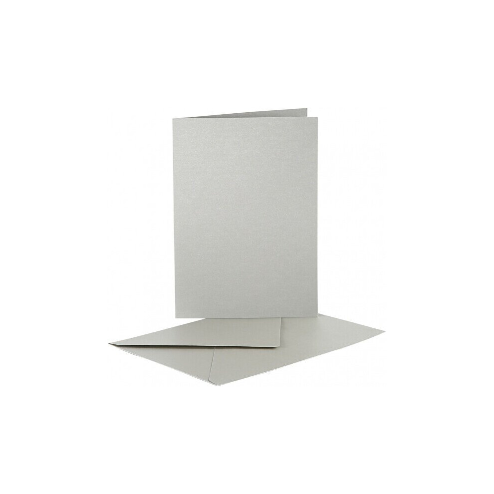 Creotime Silver Cards With Envelopes 10,5 X 15 Cm 10 Sets Mother Of Pearl