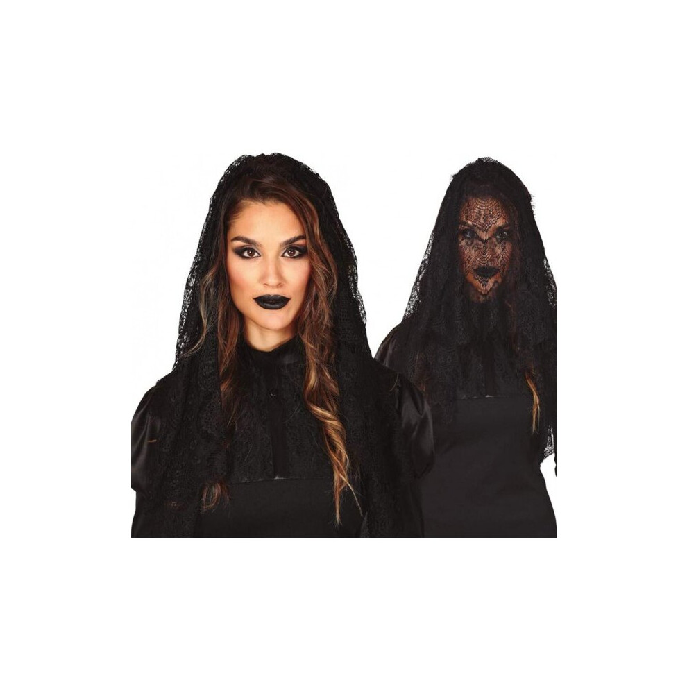 Fiestas Guirca Mantilla Veil Ladies Polyester Black