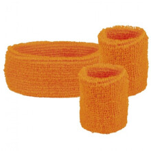 80's orange headband and wristbands for adults
