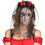tiara with veil skull polyester grey/red one-size 2