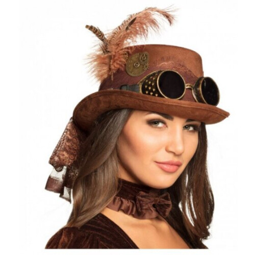 Boland Specspunk Brown Hat - 30 cm Polyester, Unisex Carnival Fancy Dress Accessory 1