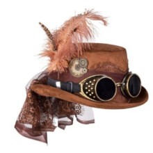 Boland Specspunk Brown Hat - 30 cm Polyester, Unisex Carnival Fancy Dress Accessory