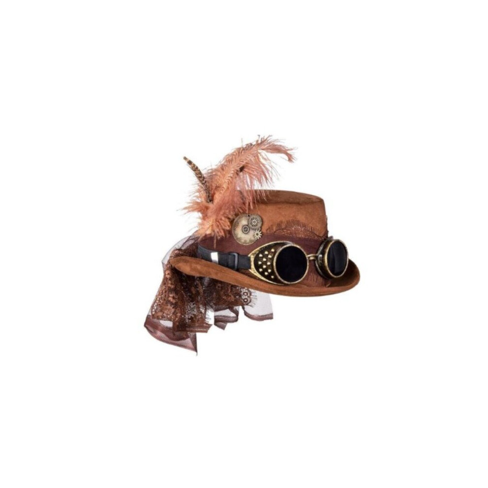 Boland Specspunk Hat - 30 Cm Polyester, Unisex Carnival Fancy Dress Accessory Brown