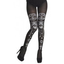 Adult Black and White Skeleton Tights Day of the Dead