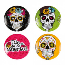 buttons D??a de los Muertos 3 cm steel 4 pieces