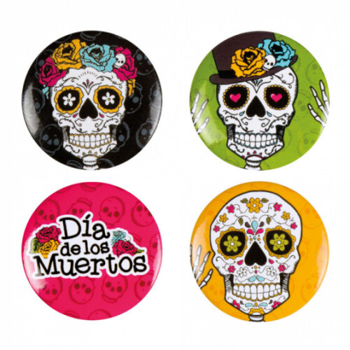 buttons D??a de los Muertos 3 cm steel 4 pieces