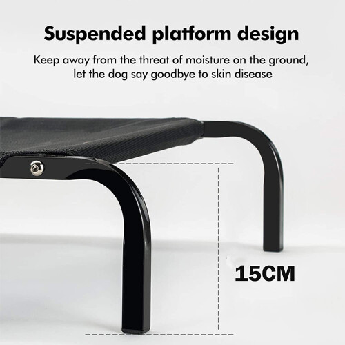 (M: 106x62x15cm) Metal Frame Dog Cot Elevated Pet Bed 2