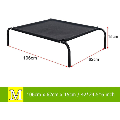 (M: 106x62x15cm) Metal Frame Dog Cot Elevated Pet Bed 1