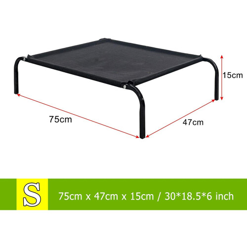 (S: 75x47x15cm) Metal Frame Dog Cot Elevated Pet Bed 1