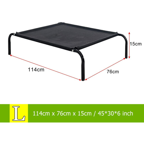 (L: 114x76x15cm) Metal Frame Dog Cot Elevated Pet Bed 1
