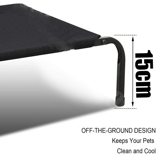 (S: 75x47x15cm) Metal Frame Dog Cot Elevated Pet Bed 2