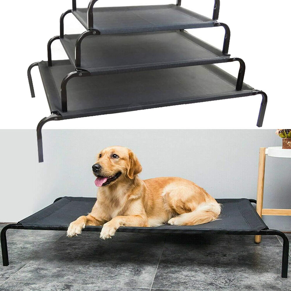 (S: 75x47x15cm) Metal Frame Dog Cot Elevated Pet Bed