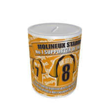 Personalised Wolverhampton Wanderers Football Shirt Ceramic Money Box Gift