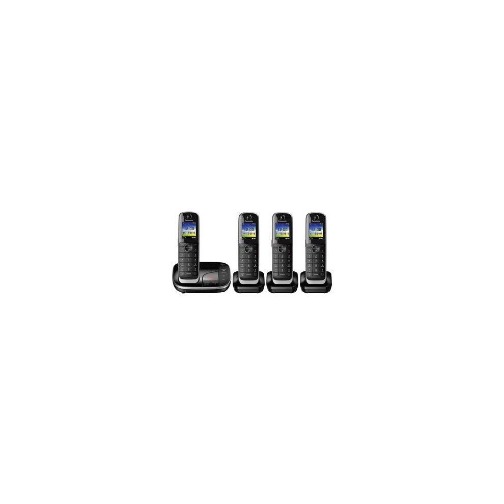 Panasonic KX-TGJ324EB Cordless Phone, Quad Handset