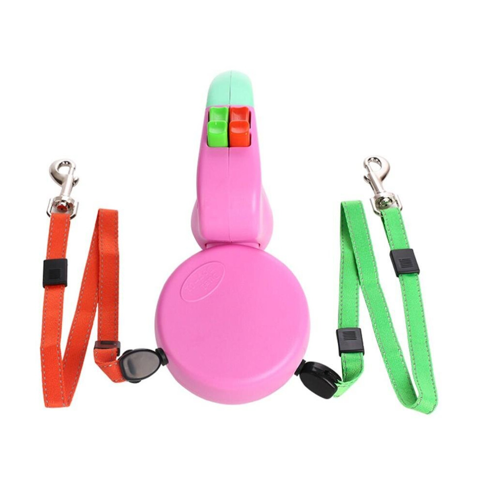 (Pink) Two Dog Retractable Leash Dual Retractable Leash