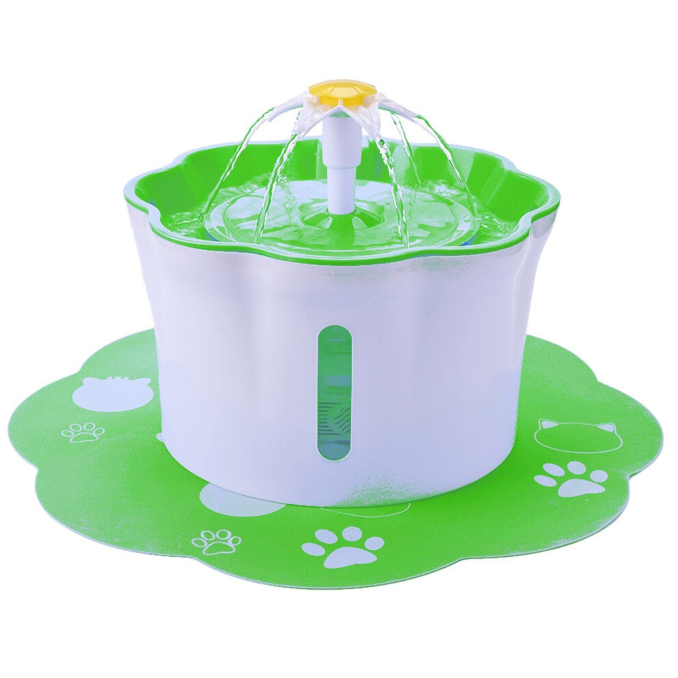 (Green) Automatic Electric Water Dispenser Feeder Bowl for Cats Dogs Multiple Pets 2.6L
