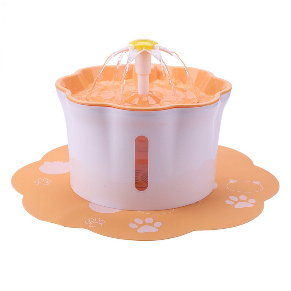 (Orange) Automatic Electric Water Dispenser Feeder Bowl for Cats Dogs Multiple Pets 2.6L