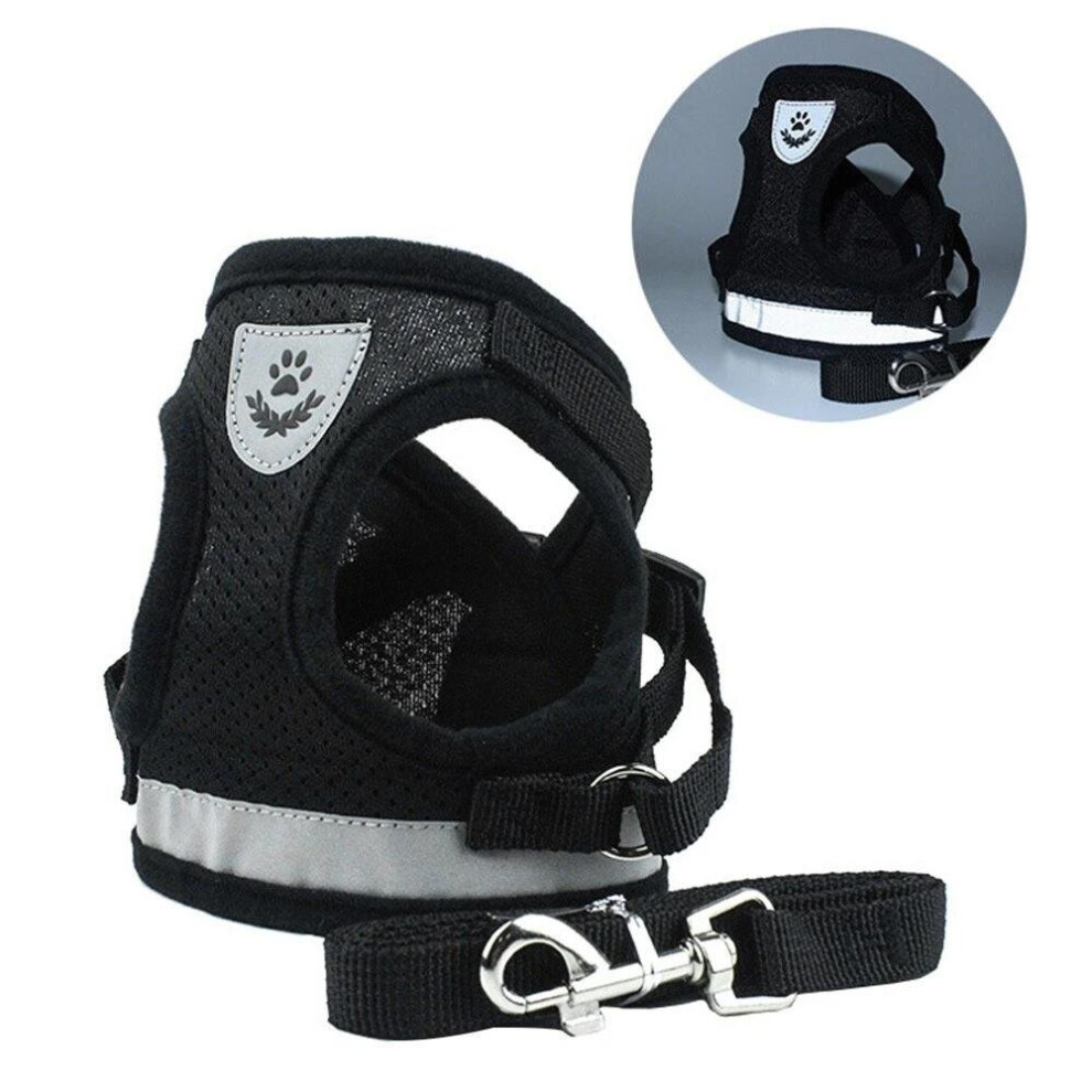 (Black, M) Dog Harness No-Pull Pet Harness Step-in Air Dog Harness, Soft Mesh Reflective