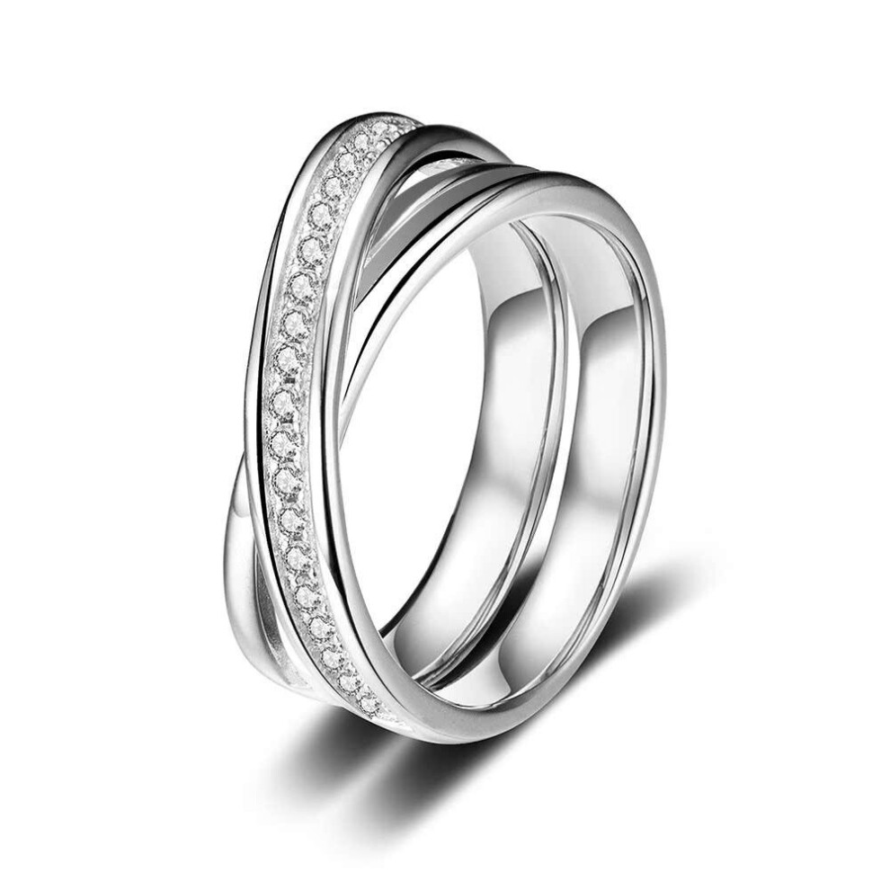 Sterling Silver Ring Zirconia Cross-shaped Wedding Engagement