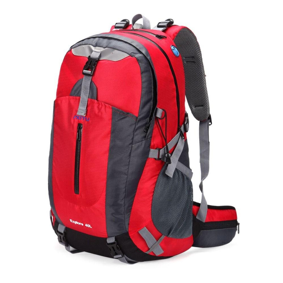 (Red Color) 40L Waterproof Outdoor Sport Travel Backpack Mountain Climbing Camping Hiking Knapsack with Rain Cover