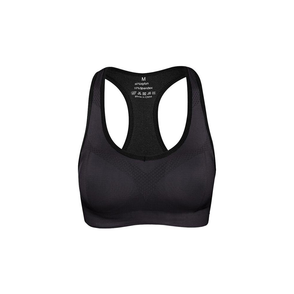 (Black, L) Shakeproof Running Fitness Seamless Bra