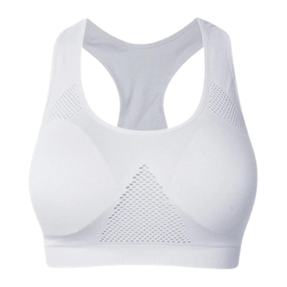(White, L) Wire Free Breathable Seamless Padded Sports Bra
