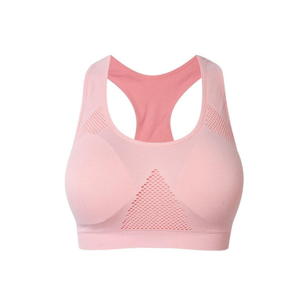 (Pink, L) Wire Free Breathable Seamless Padded Sports Bra