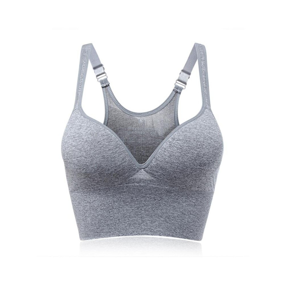 (Grey, 4) Sporty Shockproof Running Wire free Vest Bra