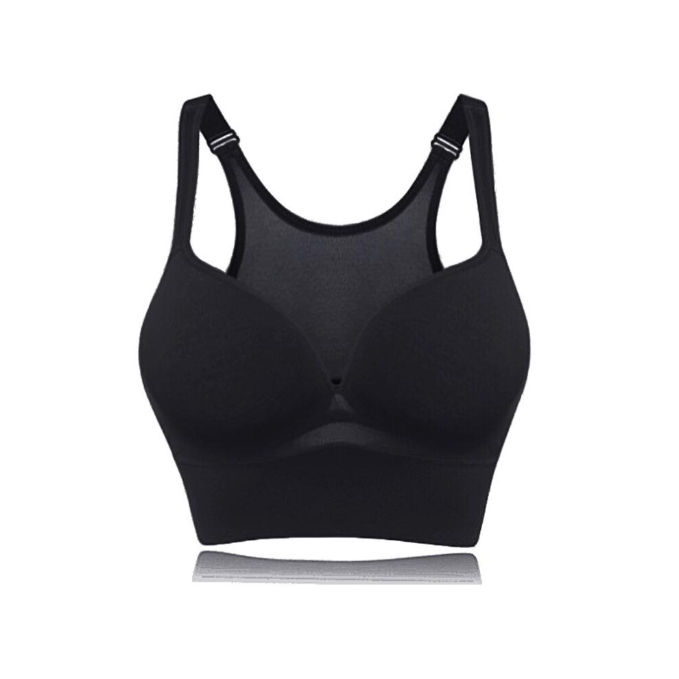 (Black, 2) Sporty Shockproof Running Wire free Vest Bra