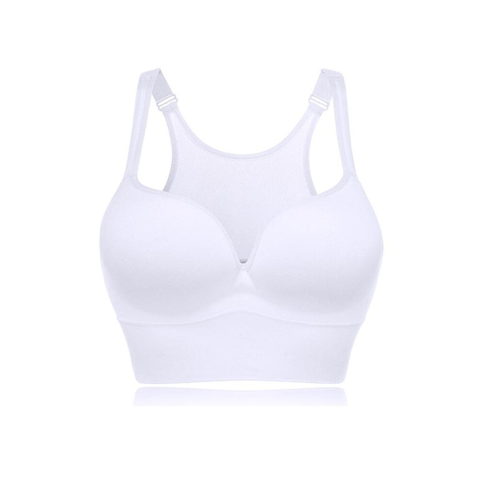 (White, 2) Sporty Shockproof Running Wire free Vest Bra