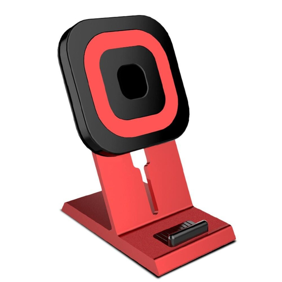 (Red) 10W Qi Standard Desktop Wireless Charger Multi-Function Charging Stand Holder