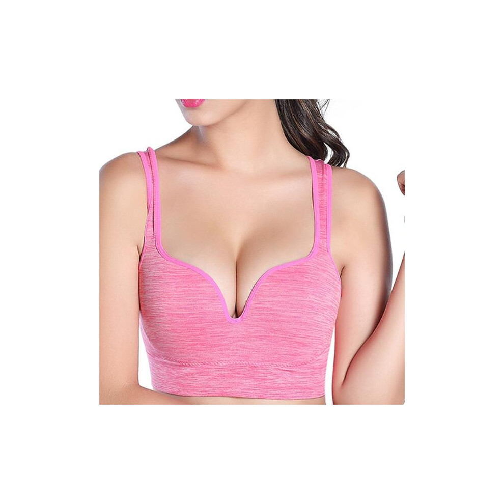 (Red, L) 3D Gather Push Up Seamless Running Bras