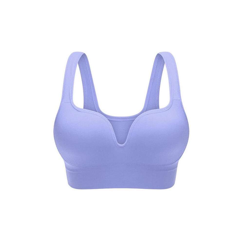 (Purple, XL) 3D Gather Push Up Seamless Running Bras