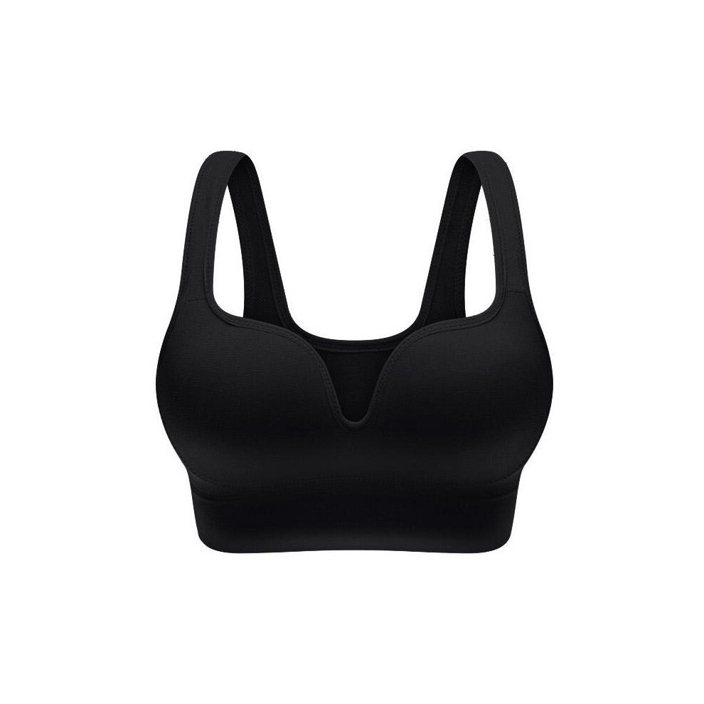 (Black, M) 3D Gather Push Up Seamless Running Bras