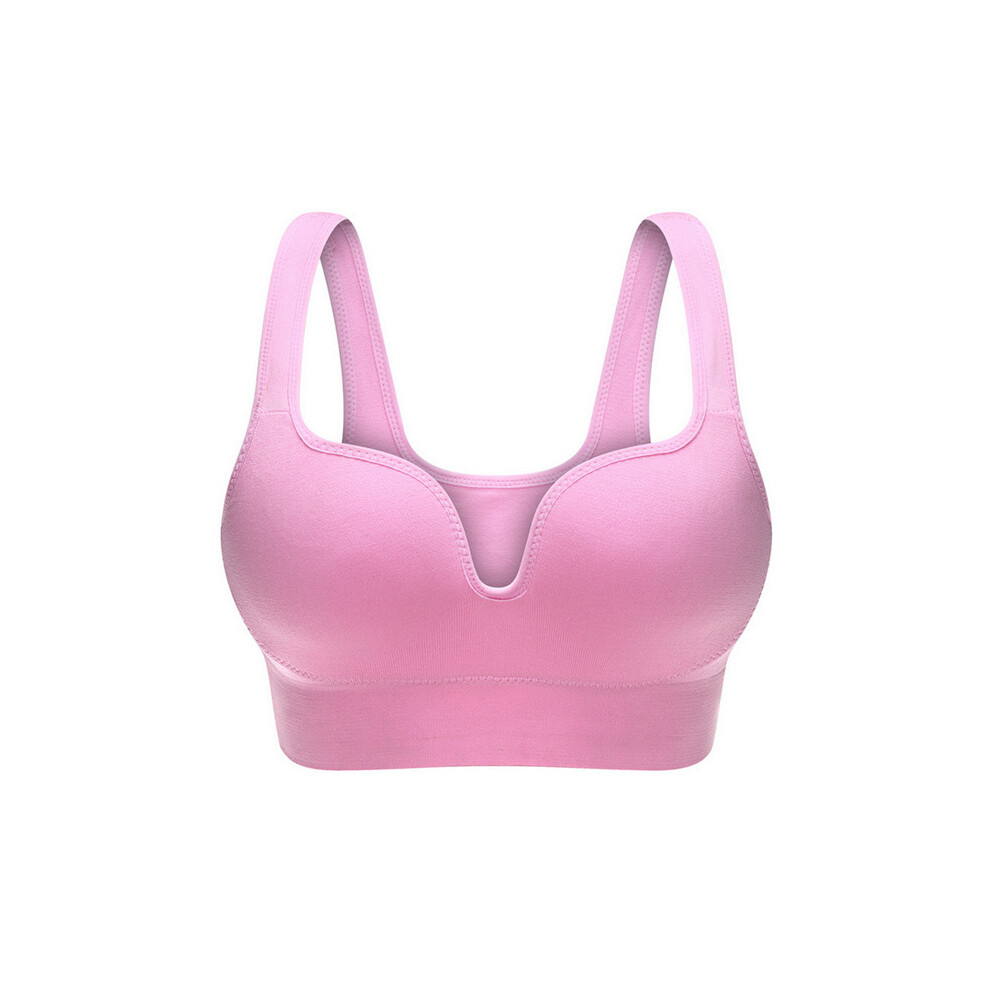 (Pink, XL) 3D Gather Push Up Seamless Running Bras